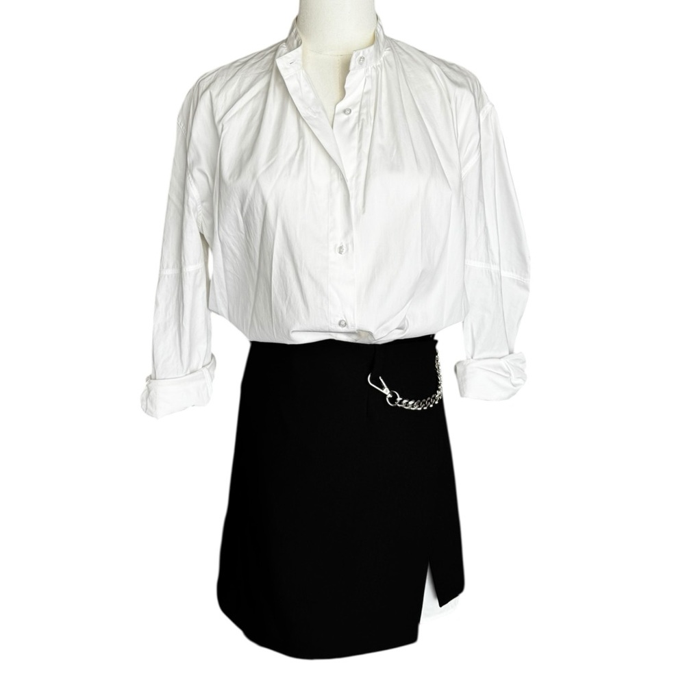 Maje Trompe L'oeil Crepe & Poplin Mini Dress White & Black 34/0/XS - Picture 13 of 13